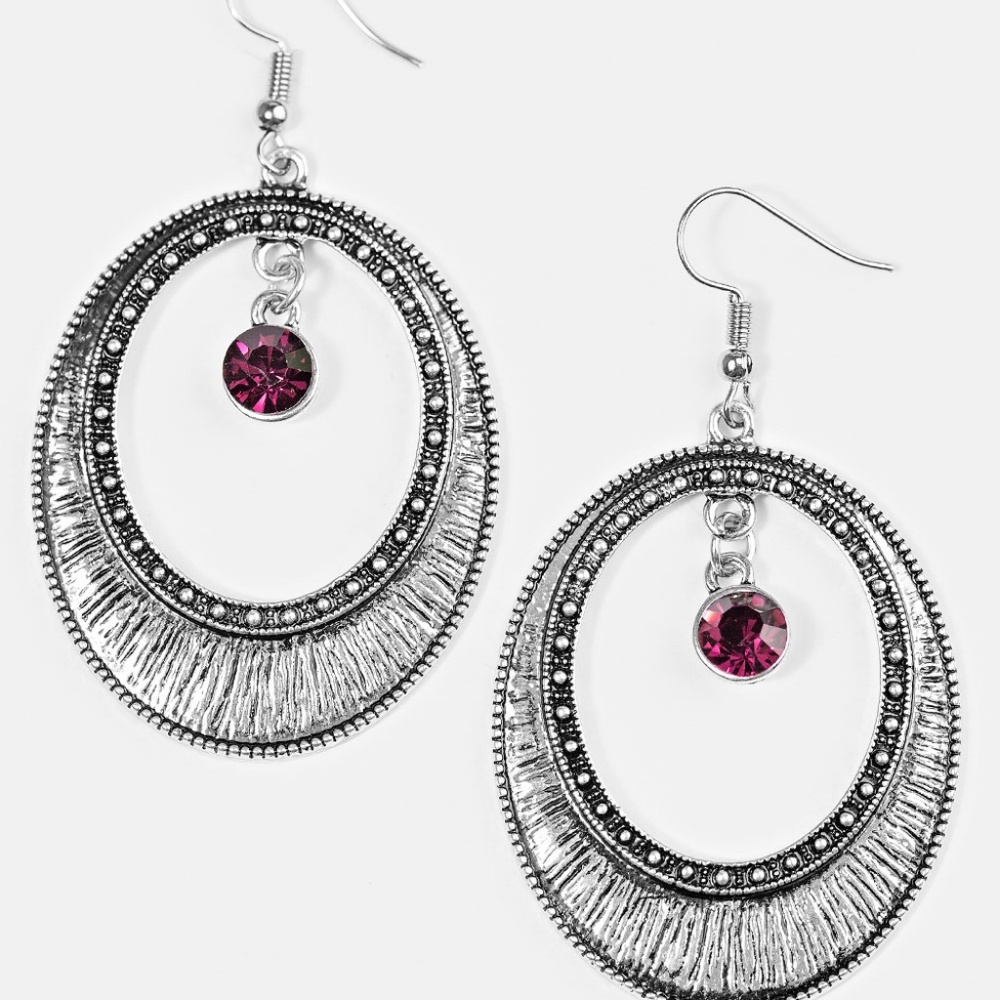 Madame Marvel Earrings- Purple and Silver